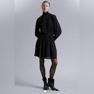 NWT & Other Stories Paris Atelier Black Long-Sleeve Smocked Mini Dress